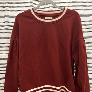 Maroon, Retro Inspired Cropped Crewneck Sweatshirt
